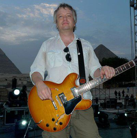 James performing at the pyramids